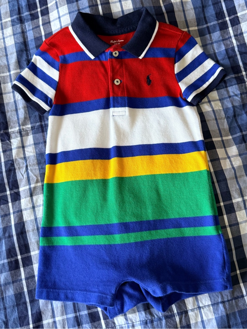 Ralph Lauren Baby Cotton Mesh Polo Romper - 12M
